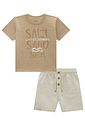 Conjunto de camiseta em malha mesclada e bermuda em moletom linho sem pelúcia 95167 Johnny Fox Teen Menino Conjunto de camiseta em malha mesclada e bermuda em moletom linho sem pelúcia 95167 Johnny Fox Teen Menino
