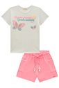 Conjunto de blusa em malha power e shorts em moletom sem pelúcia 98557 Infanti Infantil Menina