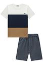 Conjunto de camiseta em meia malha e bermuda em cotton jeans com elastano 92433 LucBoo Infantil Menino Conjunto de camiseta em meia malha e bermuda em cotton jeans com elastano 92433 LucBoo Infantil Menino