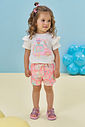 Conjunto de blusa em cotton e shorts em molecotton 95232 Kukiê Infantil Menina