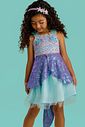Fantasia de Sereia (Vestido em malha UV, tule e paetê cristal, acompanha cauda removível) 97607 Kukiê Infantil Menina