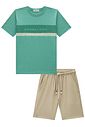 Conjunto de camiseta em meia malha e bermuda em cotton jeans com elastano 96976 LucBoo Infantil Menino Conjunto de camiseta em meia malha e bermuda em cotton jeans com elastano 96976 LucBoo Infantil Menino