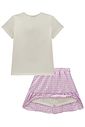 Conjunto de blusa em cotton com saia em tricoline vichy 
(com shorts embutido) 99215 Infanti Infantil Menina