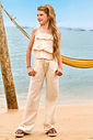 Calça wide leg em linho com elastano 97543 Vic Teen Menina Calça wide leg em linho com elastano 97543 Vic Teen Menina