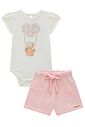 Conjunto de body em cotton com shorts em moletom sem pelúcia 94194 Infanti Bebê Menina Conjunto de body em cotton com shorts em moletom sem pelúcia 94194 Infanti Bebê Menina