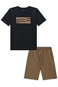 Conjunto de camiseta em meia malha e bermuda em cotton jeans com elastano 96850 Johnny Fox Teen Menino Conjunto de camiseta em meia malha e bermuda em cotton jeans com elastano 96850 Johnny Fox Teen Menino