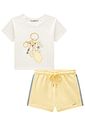 Conjunto de blusa em meia malha e shorts em moletom sem pelúcia 95908 Lilimoon Teen Menina