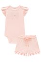 Conjunto de body e shorts em canelado liz 96897 Infanti Bebê Menina