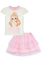 Conjunto de blusa em cotton e saia em tule glitter estrelas (com shorts embutido) 96790 Kukiê Infantil Menina Conjunto de blusa em cotton e saia em tule glitter estrelas (com shorts embutido) 96790 Kukiê Infantil Menina
