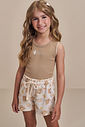 Conjunto de regata em canelado liz com shorts em moletom sem pelúcia 99151 Infanti Infantil Menina