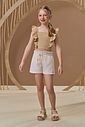 Conjunto de blusa em cotton e shorts em tecido listrado bordado 96665 Infanti Infantil Menina