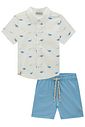 Conjunto de camisa em tricoline com elastano e bermuda em linho santorine com elastano 94550 LucBoo Infantil Menino