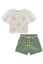 Conjunto de blusa em meia malha e shorts em linho com elastano 97539 Infanti Infantil Menina
