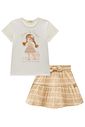 Conjunto de blusa em cotton com saia em malha texturizada. Com shorts embutido 99149 Infanti Infantil Menina Conjunto de blusa em cotton com saia em malha texturizada. Com shorts embutido 99149 Infanti Infantil Menina