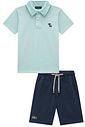 Conjunto de camisa polo em malha mesclada e bermuda em sarja girassol com elastano 96548 LucBoo Infantil Menino Conjunto de camisa polo em malha mesclada e bermuda em sarja girassol com elastano 96548 LucBoo Infantil Menino