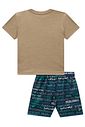 Conjunto de camiseta em meia malha flamê e bermuda em nylon ergonomic com elastano 97915 LucBoo Infantil Menino Conjunto de camiseta em meia malha flamê e bermuda em nylon ergonomic com elastano 97915 LucBoo Infantil Menino