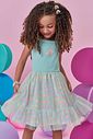 Vestido em canelado e tule glitter 99039 Kukiê Infantil Menina