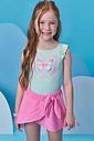 Conjunto de maiô em malha UV dry com proteção UV 50+ com saia em malha textura 98475 Infanti Infantil Menina