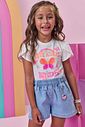 Shorts em jeans com elastano 98449 Kukiê Infantil Menina