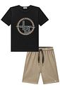 Conjunto de camiseta em meia malha e bermuda em cotton jeans com elastano 92396 LucBoo Infantil Menino Conjunto de camiseta em meia malha e bermuda em cotton jeans com elastano 92396 LucBoo Infantil Menino