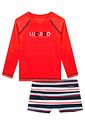 Conjunto de camiseta e sunga em malha UV dry com proteção UV 50+ 99275 LucBoo Infantil Menino