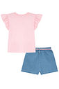 Conjunto de blusa em meia malha e shorts em jeans com elastano 95093 Kukiê Infantil Menina Conjunto de blusa em meia malha e shorts em jeans com elastano 95093 Kukiê Infantil Menina