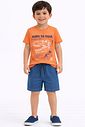 Conjunto de camiseta em meia malha e bermuda em malha denim com elastano 94857 LucBoo Infantil Menino Conjunto de camiseta em meia malha e bermuda em malha denim com elastano 94857 LucBoo Infantil Menino