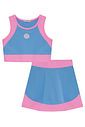 Conjunto de top cropped e saia esportiva em poliamida (com shorts embutido) 96979 Kukiê Infantil Menina