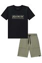 Conjunto de camiseta em meia malha e bermuda em molevisco com elastano 97976 Johnny Fox Teen Menino Conjunto de camiseta em meia malha e bermuda em molevisco com elastano 97976 Johnny Fox Teen Menino