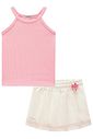Conjunto de regata em soft line e shorts em sarja com elastano. Acompanha presilha 95373 Infanti Infantil Menina