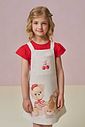 Conjunto de blusa em meia malha e salopete em moletom linho sem pelúcia 97027 Infanti Infantil Menina
