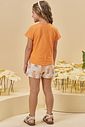 Conjunto de blusa em meia malha e shorts em moletom sem pelúcia 95555 Kukiê Infantil Menina