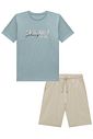 Conjunto de camiseta em malha mesclada e bermuda em linho santorine com elastano 95699 Johnny Fox Teen Menino Conjunto de camiseta em malha mesclada e bermuda em linho santorine com elastano 95699 Johnny Fox Teen Menino