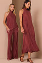 Vestido em Tecido Acetinado com Efeito Plissado 98143 Linzzi