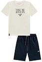 Conjunto de camiseta em meia malha e bermuda em moletom sem pelúcia 99365 LucBoo Infantil Menino Conjunto de camiseta em meia malha e bermuda em moletom sem pelúcia 99365 LucBoo Infantil Menino