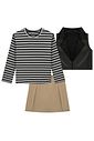 Trio de blusa em canelado liz, colete cropped em couro dublado e short saia em sarja 90908 Vic Teen Menina Trio de blusa em canelado liz, colete cropped em couro dublado e short saia em sarja 90908 Vic Teen Menina
