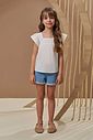 Conjunto de bata em tricoline maquinetado e shorts em jeans 96893 Infanti Infantil Menina