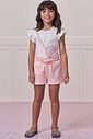 Conjunto de blusa em cotton com shorts em moletom sem pelúcia 99400 Infanti Infantil Menina Conjunto de blusa em cotton com shorts em moletom sem pelúcia 99400 Infanti Infantil Menina