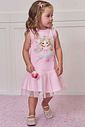 Vestido em fly tech e tule com elastano 99302 Infanti Infantil Menina