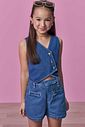 Conjunto de colete e short em jeans 98881 Vic Teen Menina
