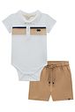 Conjunto de body polo em piquet com elastano e bermuda em malha alfaiataria com elastano 97984 LucBoo Bebê Menino