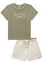 Conjunto de blusa em cotton e shorts em moletom sem pelúcia 98493 Vic Teen Menina Conjunto de blusa em cotton e shorts em moletom sem pelúcia 98493 Vic Teen Menina