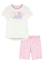 Conjunto de camiseta em meia malha e bermuda biker em molecotton 96401 Kukiê Infantil Menina