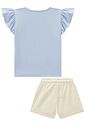Conjunto de blusa em cotton e shorts em linho santorine com elastano 96279 Infanti Infantil Menina Conjunto de blusa em cotton e shorts em linho santorine com elastano 96279 Infanti Infantil Menina