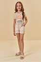 Shorts em sarja com elastano 95570 Kukiê Infantil Menina