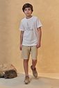 Conjunto de camiseta em meia malha e bermuda em cotton jeans com elastano 95690 Johnny Fox Teen Menino Conjunto de camiseta em meia malha e bermuda em cotton jeans com elastano 95690 Johnny Fox Teen Menino
