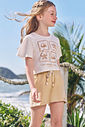 Conjunto de blusa em meia malha e shorts em blend de viscose com elastano 96418 Infanti Infantil Menina Conjunto de blusa em meia malha e shorts em blend de viscose com elastano 96418 Infanti Infantil Menina