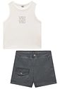 Conjunto de regata em canelado liz e shorts em alfaiataria premium melange 95951 Vic Teen Menina