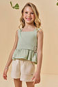 Conjunto de bata em tecido blend de linho e shorts em sarja com elastano. 95113 Kukiê Infantil Menina