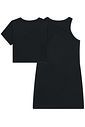 Conjunto de vestido em canelado liz e blusa sobreposição em meia malha 95948 Vic Teen Menina